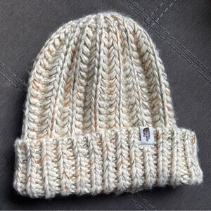 The North Face Cream and Tan Knit Beanie